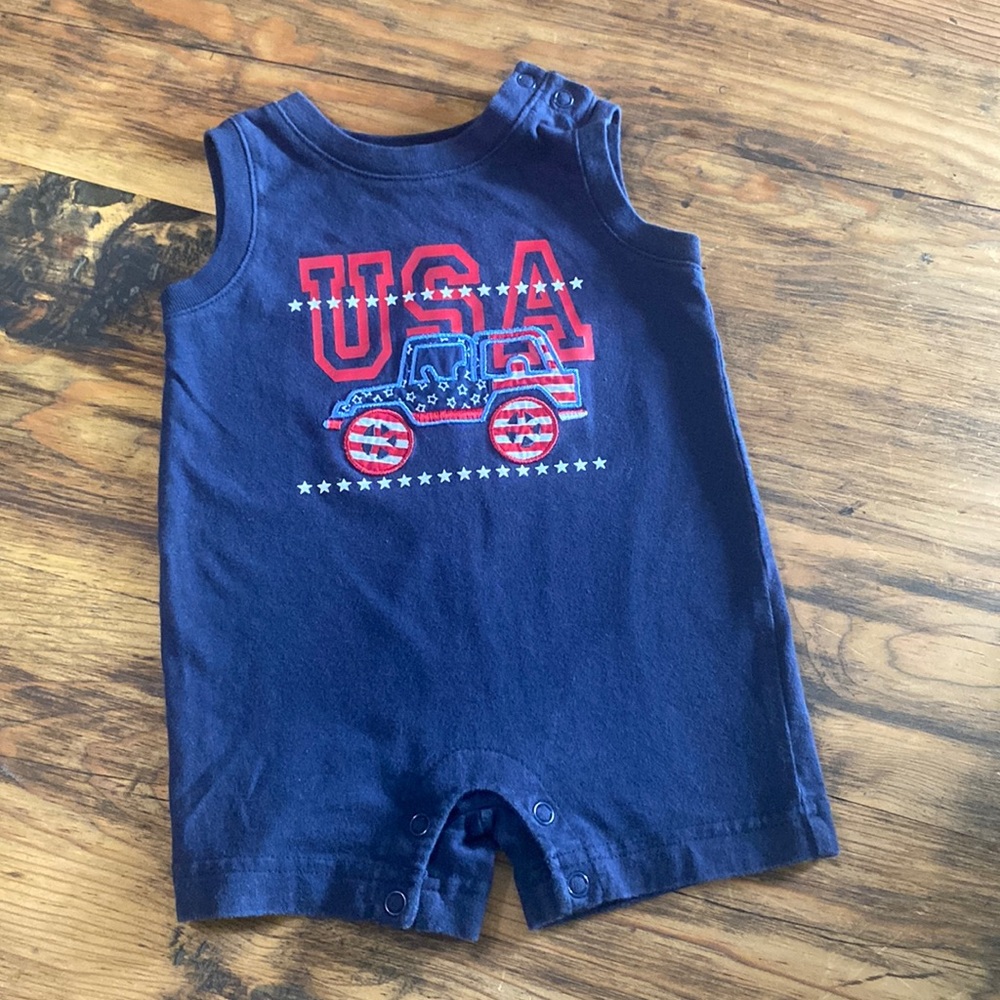 “USA” 4th of July Baby Boy’s Romper